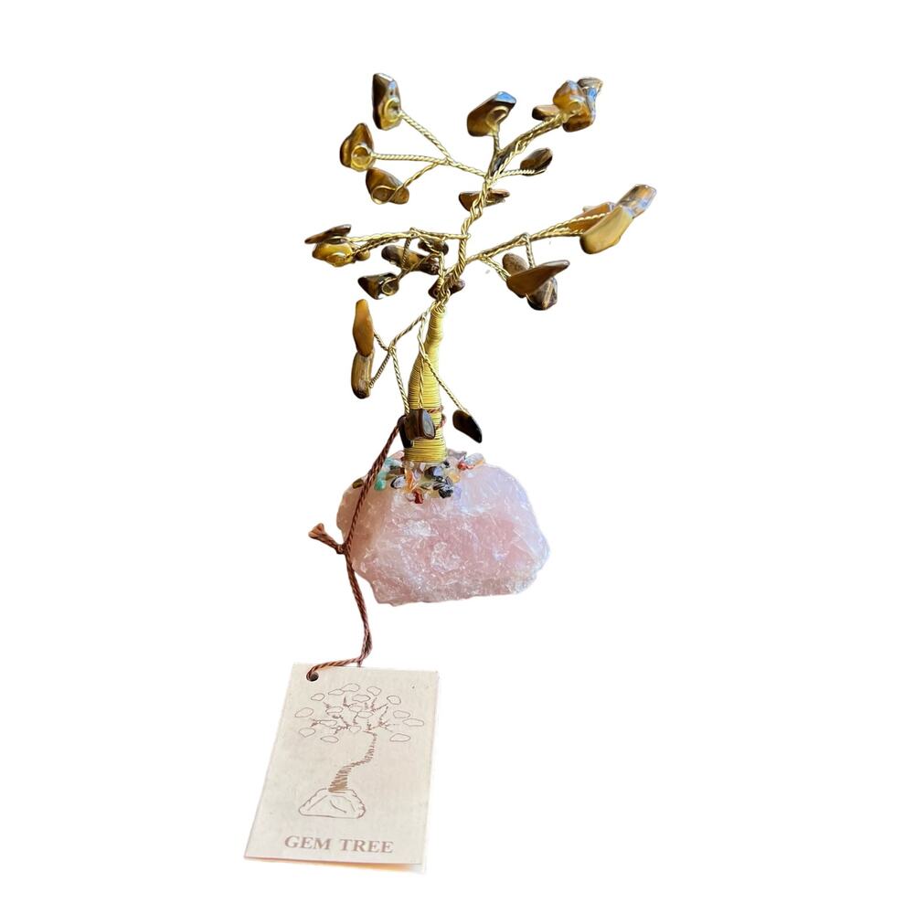 Vintage Copper Wire Gemstones Tree Art Sculpture Tree Of Life Bonsai tigers eye